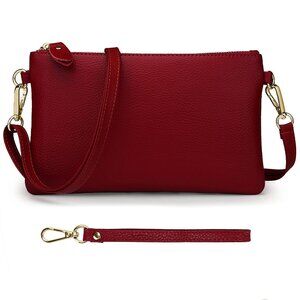 Genuine Leather Crossbody Bags for Women Wristlet- 2- Crossbody Red